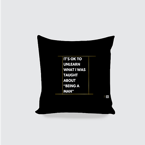 16x16 AOP Cushion Cover – "It's OK to Unlearn" Motivational Design
