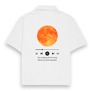 "Can Anybody Fly This?" Oversized Unisex White Shirt – Music & Aesthetic Space Design