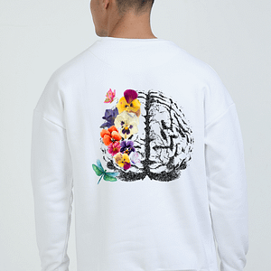 Oversized Sweatshirt (S-XXL) – "Blooming Mind" Aesthetic Brain & Floral Sketch