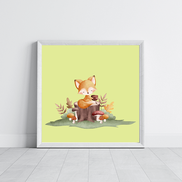 Cozy Fox Coffee Wall Art – Digital Download