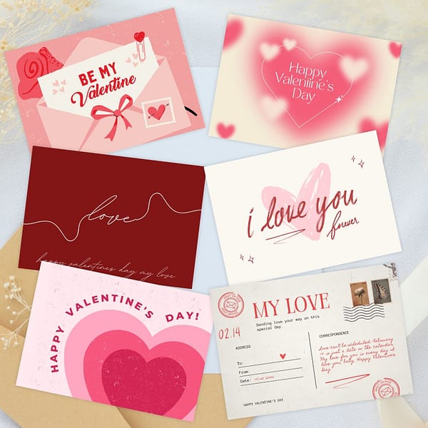 Romantic Elegance – 10-Pack Valentine’s Greeting Cards – Printable & Digital Use – Instant Download