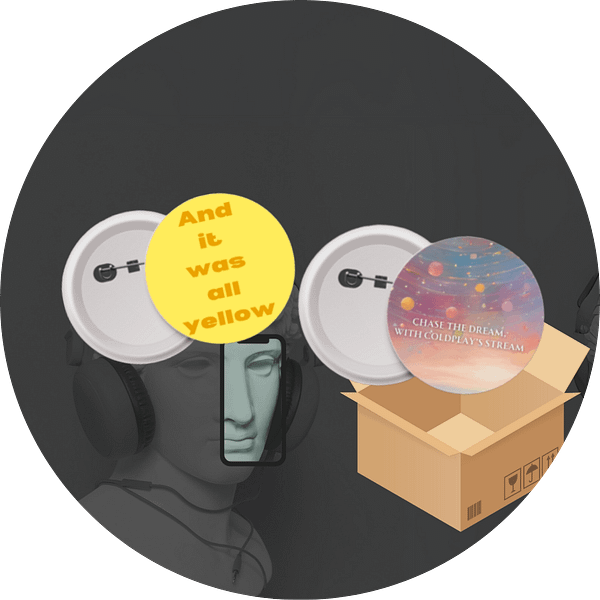 Quantum Pack - Yellow & Chase the Dream Badge Set | Coldplay-Inspired Pins