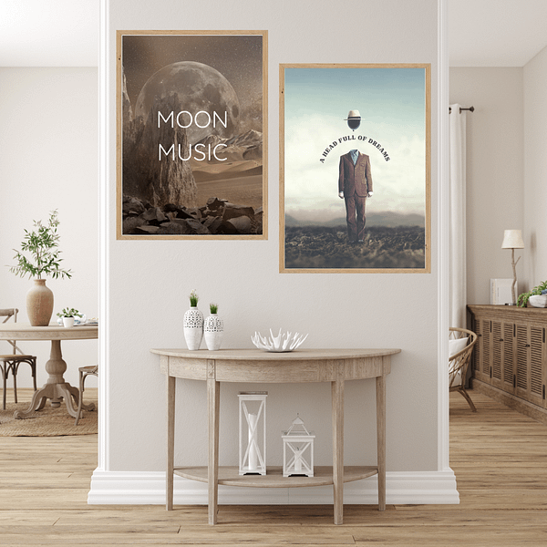 Coldplay Inspired Wall Art - 'A Head Full of Dreams' & 'Moon Music' Printable Set - Instant Download