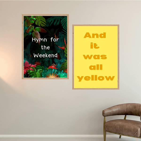 Coldplay Inspired Printable Wall Art – ‘Hymn for the Weekend’ & ‘Yellow’ - Set of 2