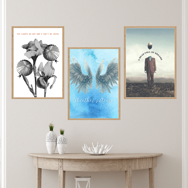 Coldplay-Inspired Printable Wall Art – ‘Fix You,’ ‘Another’s Arms,’ & ‘A Head Full of Dreams’ - Set of 3