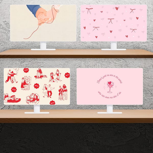 Valentine’s Love Aesthetic Desktop Wallpaper Bundle – 10 Designs – 1920x1080px – Instant Download