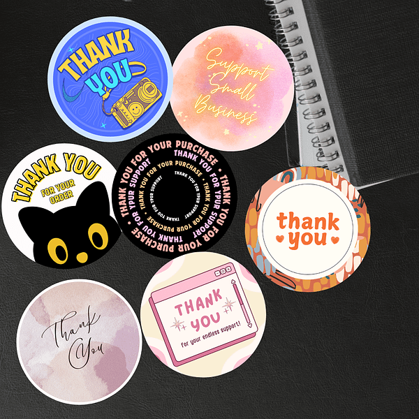 Customisable Thank You & Small Business Stickers – 50 Editable Printable Labels | Digital Download for Packaging & Orders