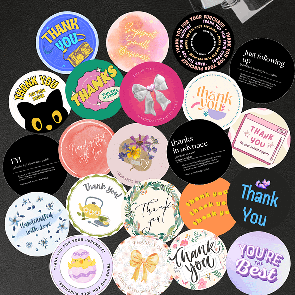 Set of 200 Customisable Business Stickers – Printable Labels for Packaging & Branding | Digital Download