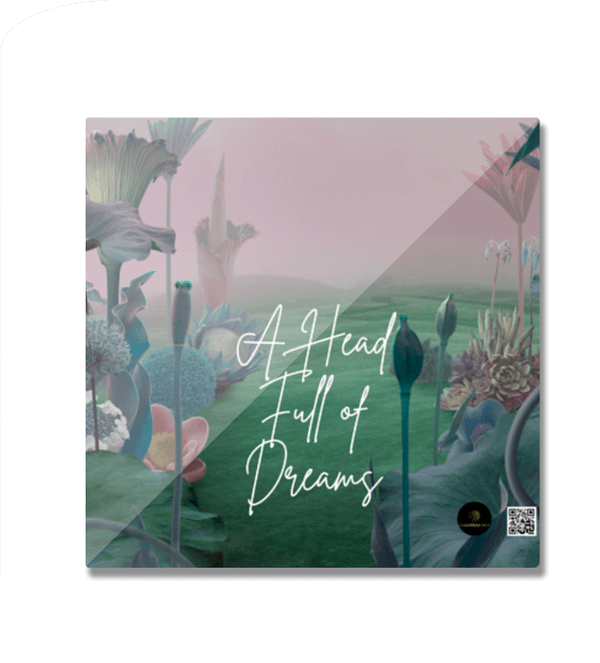 A Head Full of Dreams Square Fridge Magnet – Dreamy Nature Background
