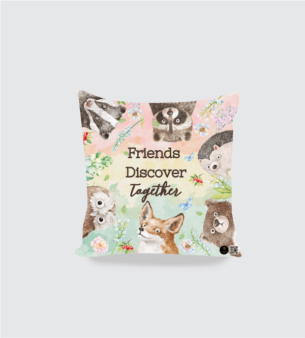 16x16 Inch Cushion Cover | Woodland Animal Adventure | Cozy & Cute Decor