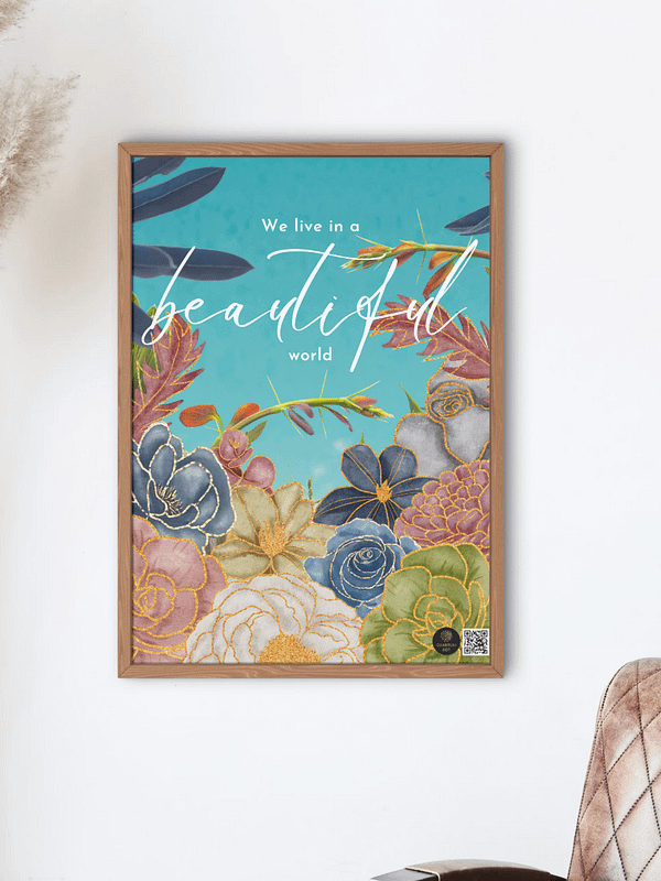 "Beautiful World" – Coldplay-Inspired Floral 18x24 Inch Poster | Quantum Dot Gold Collection