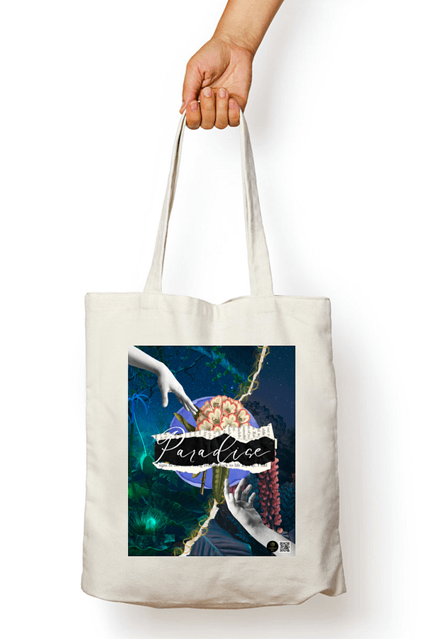 "Paradise" – Coldplay-Inspired White Tote Bag | Quantum Dot Gold Collection