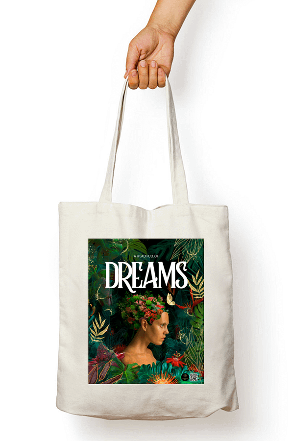 "A Head Full of Dreams" – Coldplay-Inspired White Tote Bag | Quantum Dot Gold Collection
