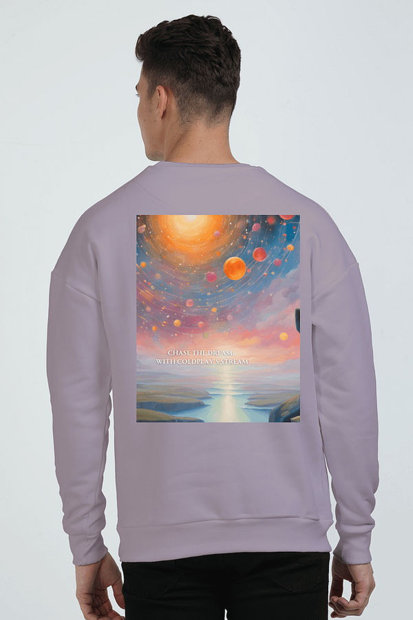 Oversized Sweatshirt(S-XXL) – Chase the Dream, with Coldplay’s Stream | Sunrise Cliff View Design