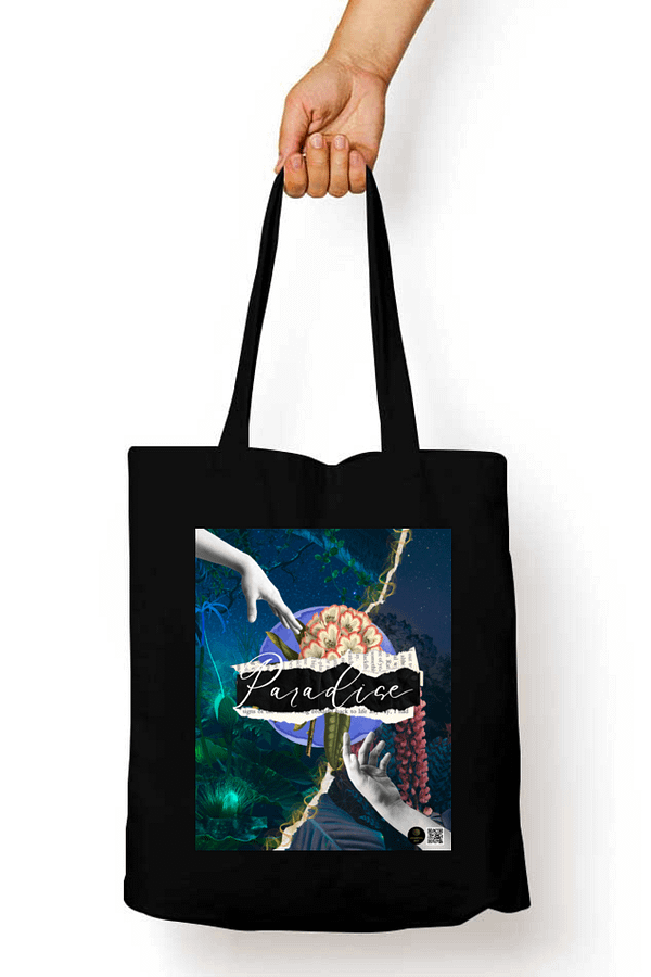 "Paradise" – Coldplay-Inspired Black Tote Bag | Quantum Dot Gold Collection