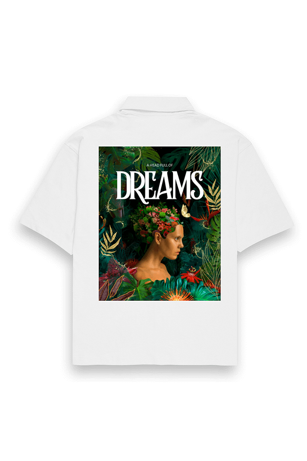 "A Head Full of Dreams" – Coldplay-Inspired Unisex Oversized White Shirt | Quantum Dot Gold Collection