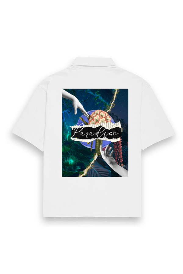 "Paradise" – Coldplay-Inspired Unisex Oversized White Shirt | Quantum Dot Gold Collection