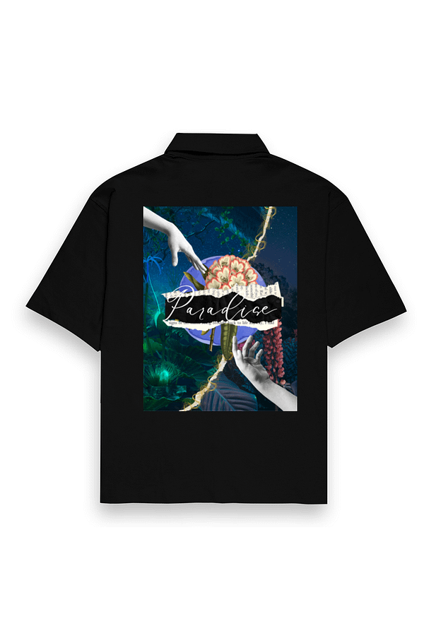 "Paradise" – Coldplay-Inspired Unisex Oversized Black Shirt | Quantum Dot Gold Collection