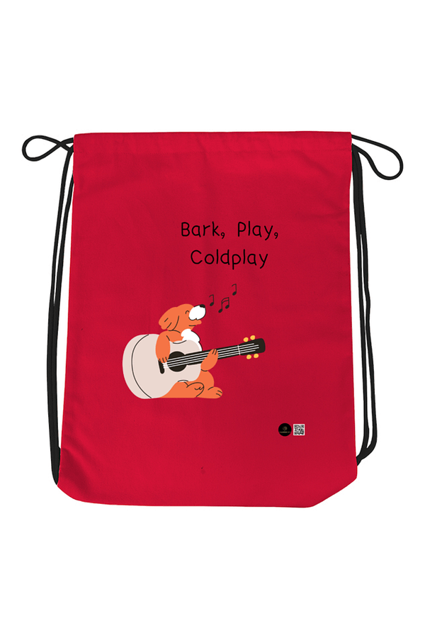 Drawstring Bag – Bark, Play, Coldplay Dog Guitar Design
