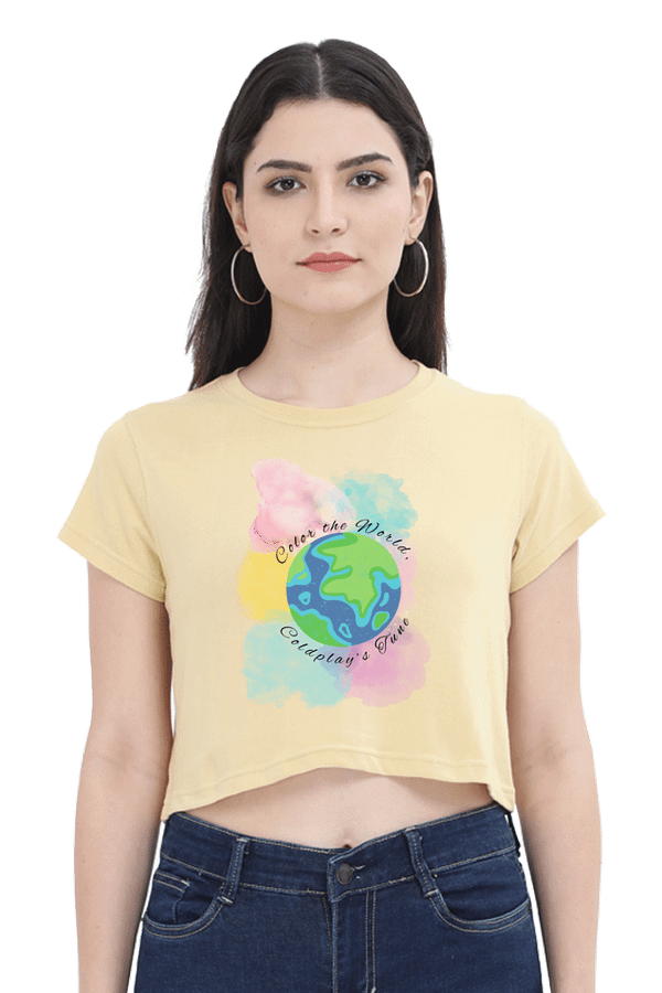 Female Crop Top – Color the World, Coldplay’s Tune Earth Illustration