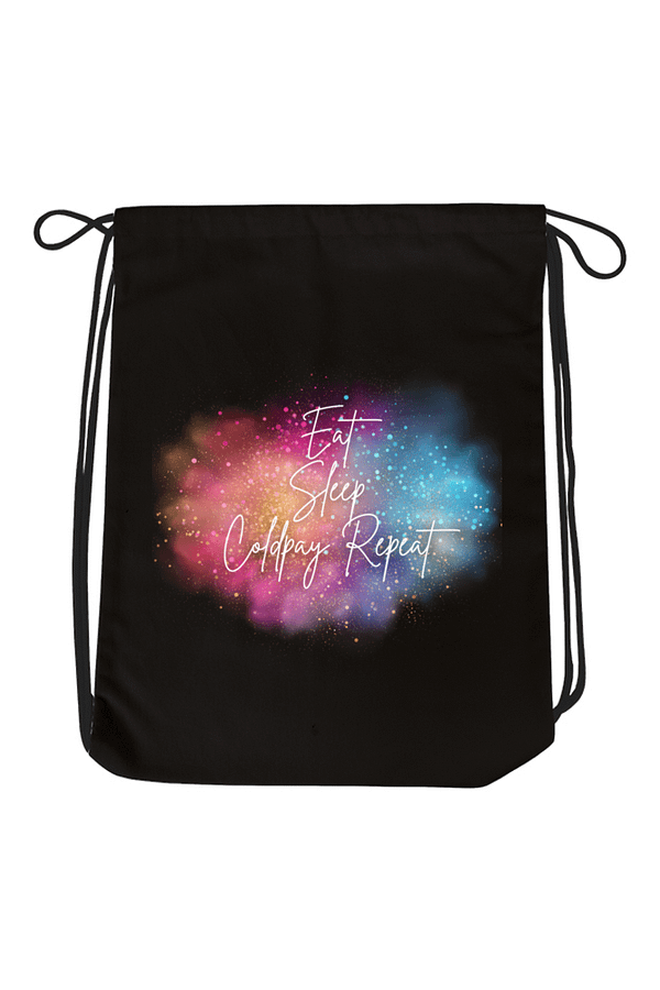 Drawstring Bag – Eat, Sleep, Coldplay, Repeat Glittery Design