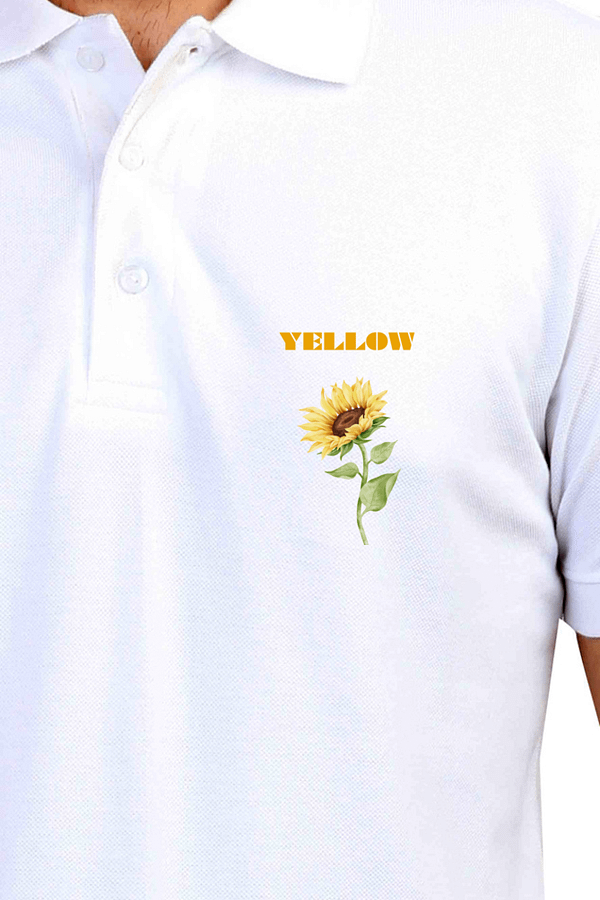 "Yellow" Design Men's Polo T-Shirt – Sunflower Print, Casual & Smart Wear