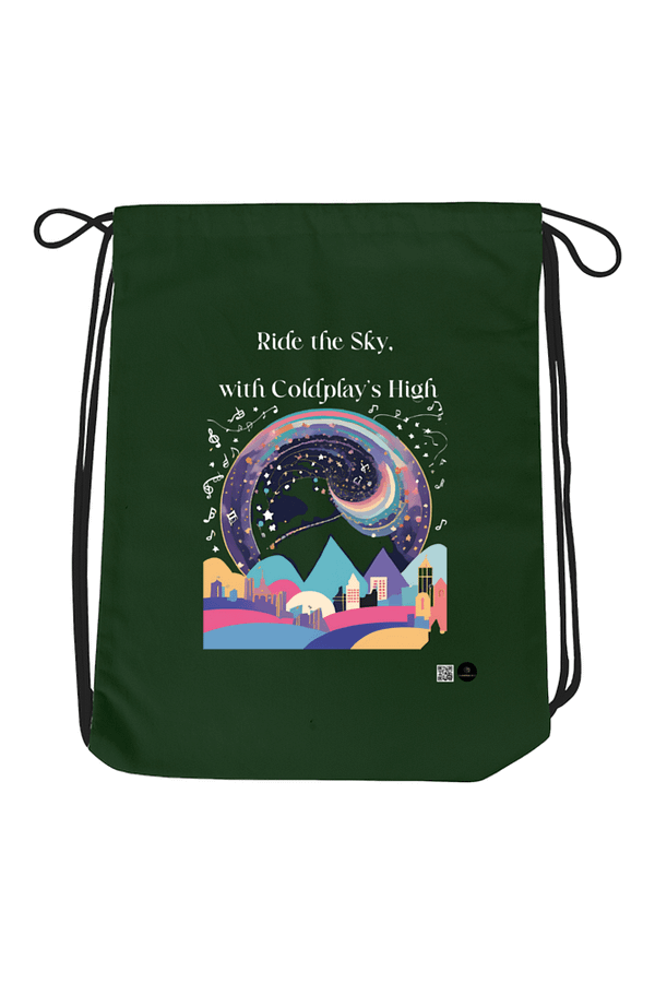 Drawstring Bag – Ride the Sky, with Coldplay's High | Vibrant Cityscape