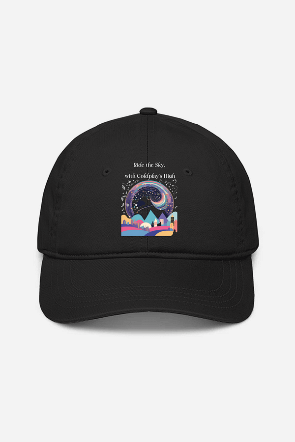 Baseball Cap – Ride the Sky, with Coldplay’s High | Vibrant Cityscape Design