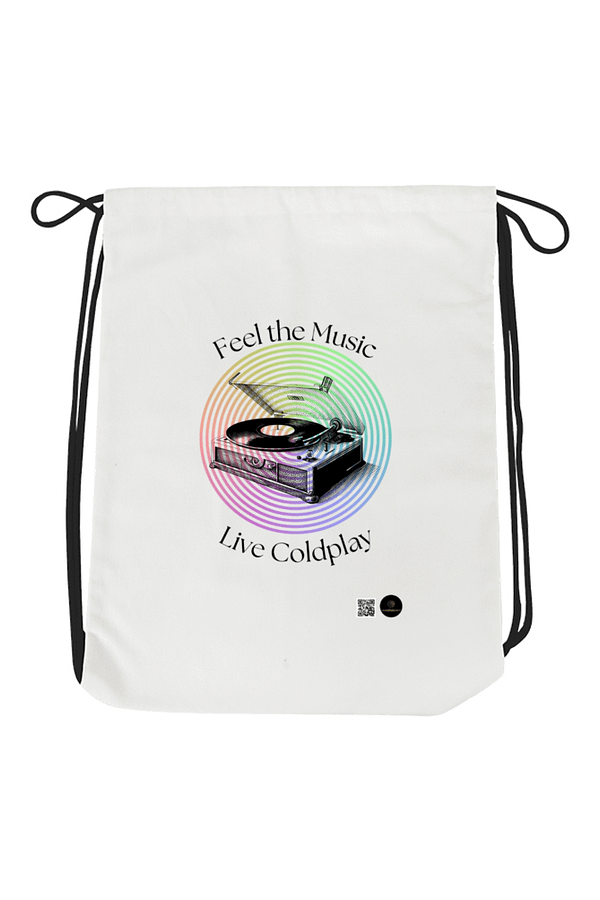 Drawstring Bag – Feel the Music, Live Coldplay Vintage Record Design