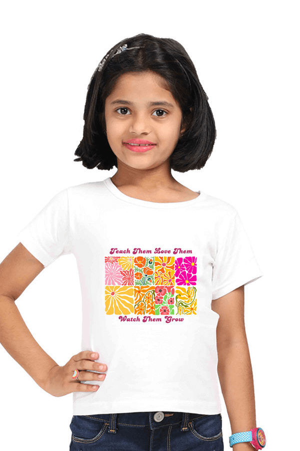 Watch Them Grow – Girls' T-Shirt with Floral Print