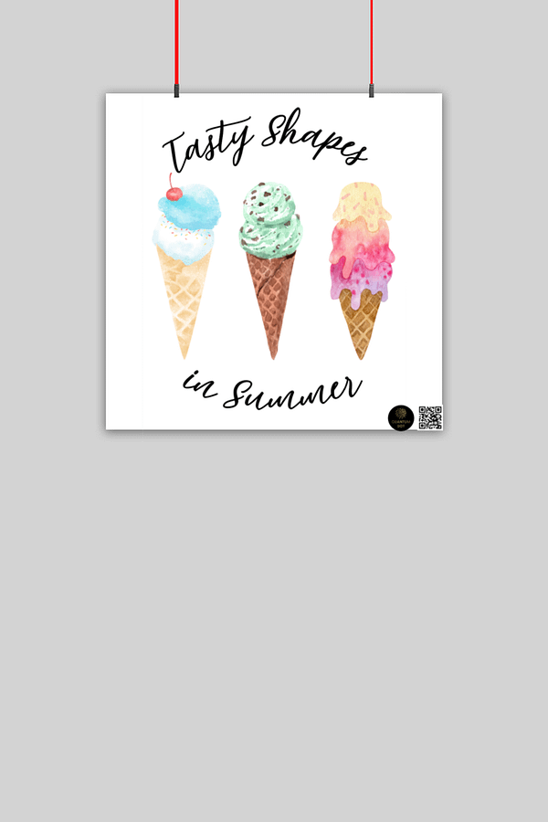 “Tasty Shapes” Educational Poster – Cute Ice Cream Cone Design – Unframed Wall Art for Classrooms, Kids' Rooms, Study Spaces & Summer-Themed Learnin