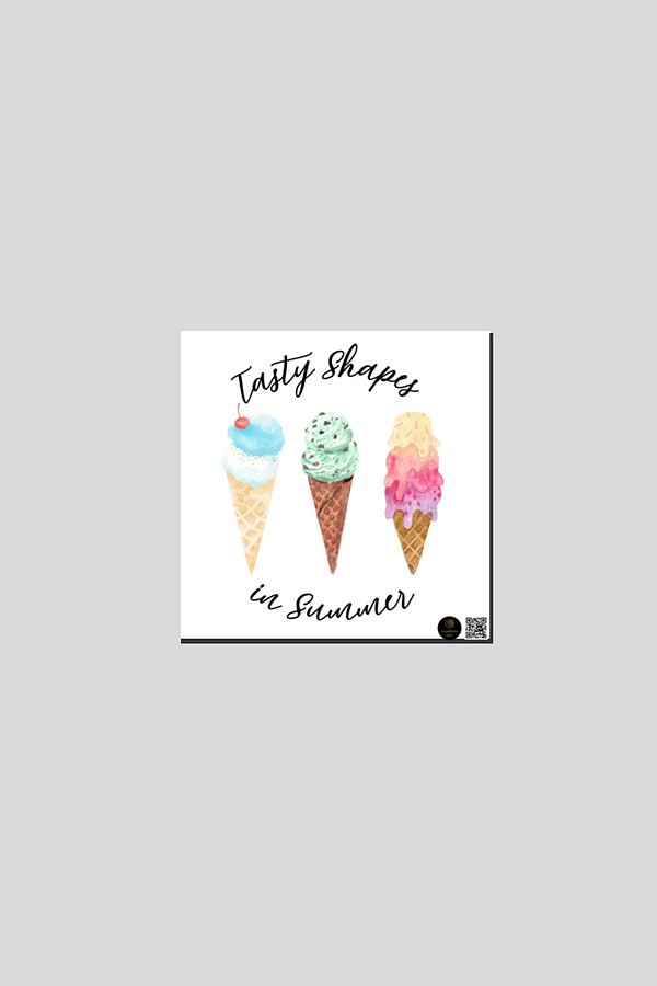 “Tasty Shapes” Canvas Wall Art – Ice Cream Cone Design with Summer Theme – Ready-to-Hang Educational Decor for Classrooms, Kids’ Rooms & Learning Spaces