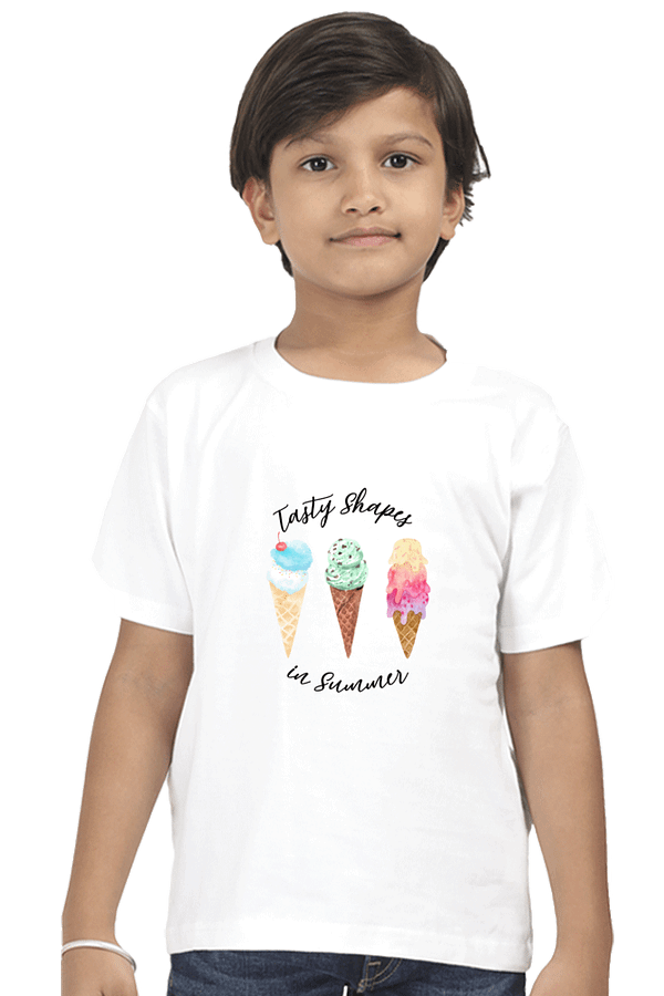“Tasty Shapes” Boys’ T-Shirt – Fun Ice Cream Cone Design – Soft Cotton Summer Tee for Kids, Preschoolers & Little Learners