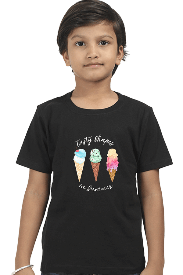 “Tasty Shapes” Boys’ T-Shirt – Fun Ice Cream Cone Design – Soft Cotton Summer Tee for Kids, Preschoolers & Little Learners