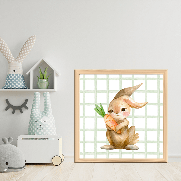 Happy Rabbit with Carrot Wall Art – Digital Download